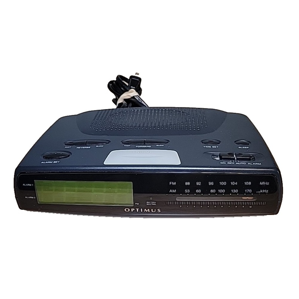 Optimus CR-320 Digital Clock with Dual Alarm AM/FM Radio - Tested/Working